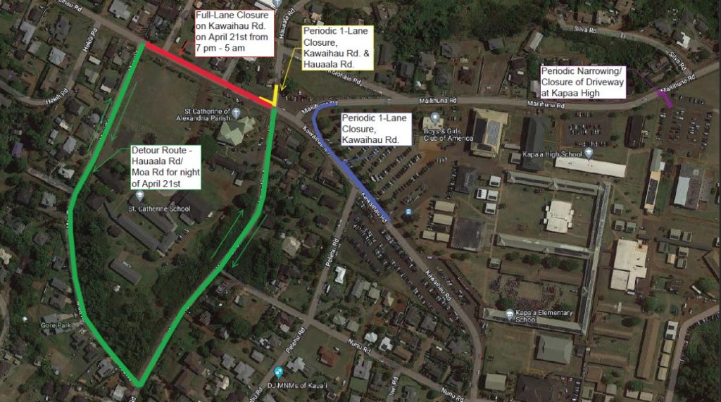 Kauai Road Closures Map Road Closures Scheduled For Sections Of Kapa'a : Kauai Now : Kauai News &  Information